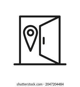 Icono de la línea de la puerta. Símbolo vectorial sobre fondo blanco. Para Web y APP