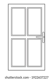 Door line vector illustration,
isolated on white background.top view