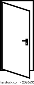 Icono lineal de la puerta sobre fondo blanco. señal de apertura de puerta. símbolo de puerta. estilo plano.