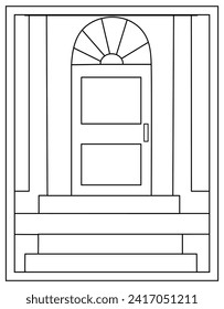 Vector lineal de puerta, diseño de página de color