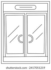 Vector lineal de puerta, diseño de página de color