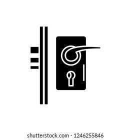 Door lock black icon, vector sign on isolated background. Door lock concept symbol, illustration 