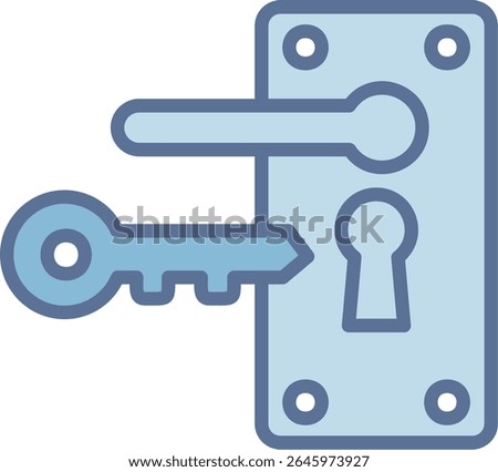 Door Lock Filled Blue Tone Icon