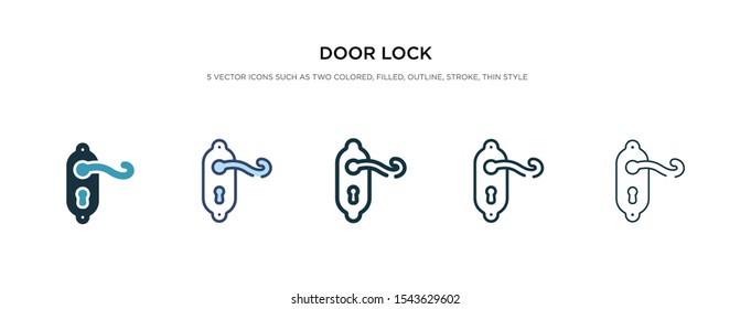 door lock icon in different style vector illustration. two colored and black door lock vector icons designed in filled, outline, line and stroke style can be used for web, mobile, ui
