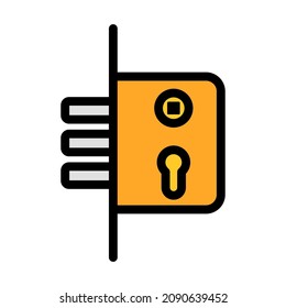 Door Lock Icon. Editable Bold Outline With Color Fill Design. Vector Illustration.