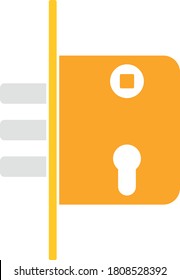 Door Lock Icon. Flat Color Design. Vector Illustration.