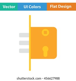 Door lock icon. Flat color design. Vector illustration.