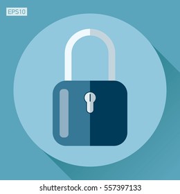 Door lock icon in flat style on color background. Vector design element