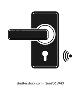 Door lock icon with key card or Wi Fi. Si m ple f lat de s ign for webs i tes and apps