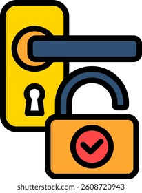 Door Lock Icon Lineal Color Vector Illustration