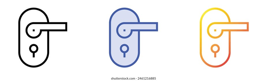 door lock icon. Linear, Blue Fill and Gradient Style Design Isolated On White Background
