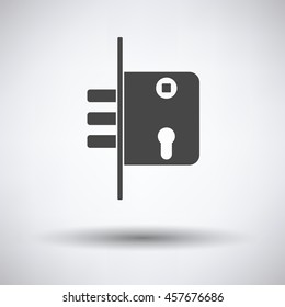 Door lock icon on gray background, round shadow. Vector illustration.