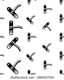 Door Lock Icon Seamless Pattern, Door Latch Vector Art Illustration