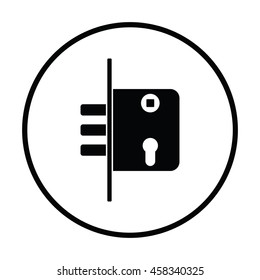 Door lock icon. Thin circle design. Vector illustration.