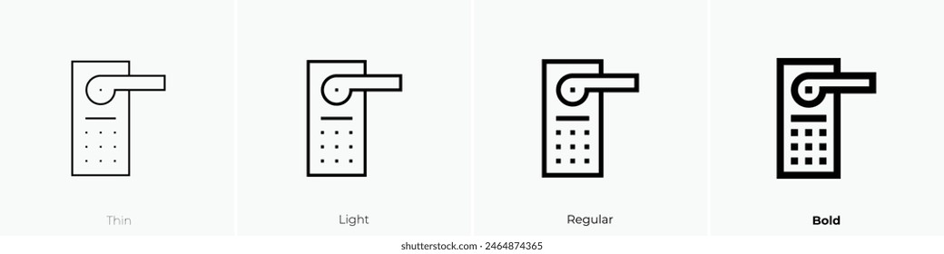 door lock icon. Thin, Light Regular And Bold style design isolated on white background