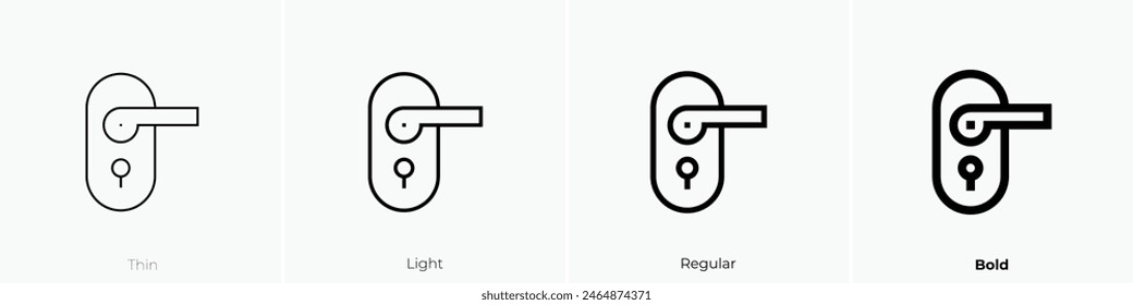 icono de la cerradura de la puerta. Diseño de estilo fino, ligero, regular y audaz aislado sobre fondo blanco