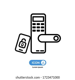 door lock icon vector smart security isolated on white background.