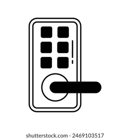 door lock icon with white background vector stock illustration