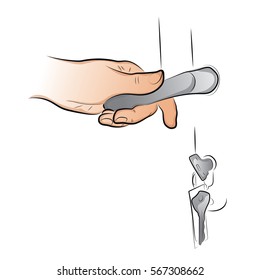 Door lock. Door knob. Key from door. Color vector illustration.