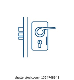 Door lock line icon concept. Door lock flat  vector symbol, sign, outline illustration.