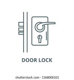 Door lock line icon, vector. Door lock outline sign, concept symbol, flat illustration