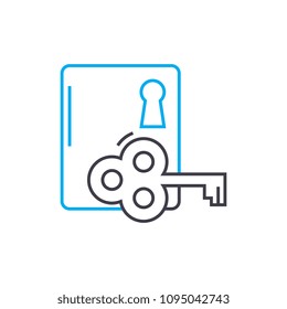 Door lock linear icon concept. Door lock line vector sign, symbol, illustration.
