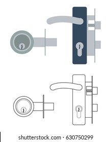 Door Lock Mechanism With Handle And With Dead Bolt