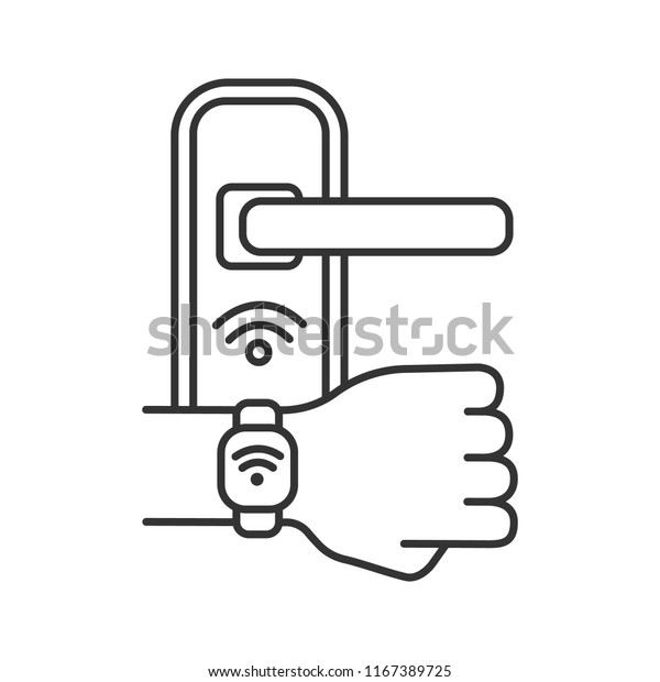 Door Lock Opened Nfc Bracelet Linear Stock Vector Royalty