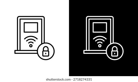 Diseño de conjunto de iconos blancos de contorno de cerradura de puerta