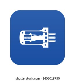 Door lock in section icon blue vector isolated on white background