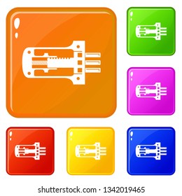Door lock in section icons set collection vector 6 color isolated on white background