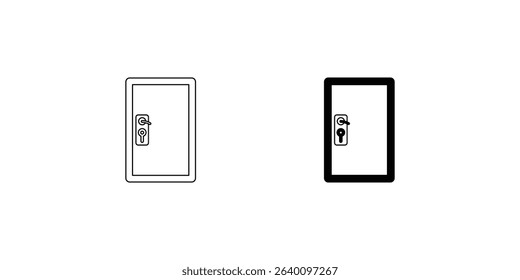 door lock set icon with white background vector stock illustration