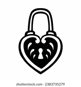 Door lock silhouette black, protection, vector illustration eps10