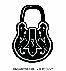 Door lock silhouette black, protection, vector illustration eps10