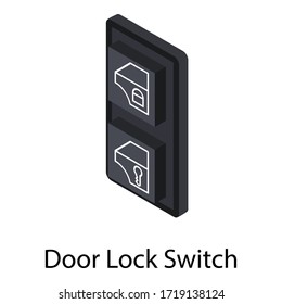 Door lock switch icon. Isometric of door lock switch vector icon for web design isolated on white background