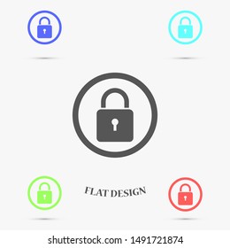 Door lock vector icon. Door castle for house icon. Door castle for sale icon.Door lock for storing icon.