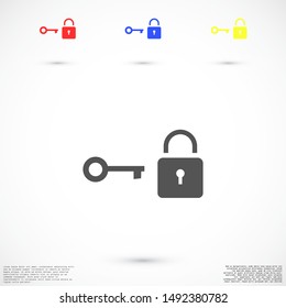 Door lock vector icon. Door castle for house icon. Door castle for sale icon.Door lock for storing icon.