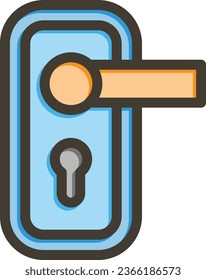 Door Lock Vector Thick Line Filled Colors Icon For Personal And Commercial Use.
