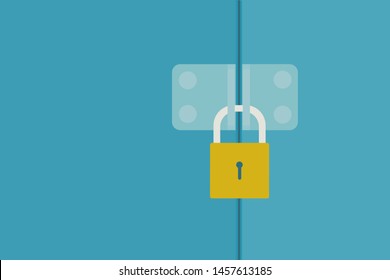 Door locked with a padlock 