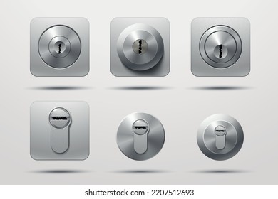 door locks in set isolated on white