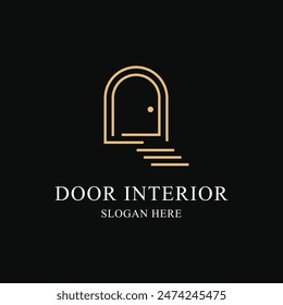 door logo design gold luxury with stair concept idea