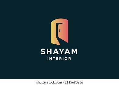 Diseño del logotipo de la puerta para la ilustración del vector interior del hogar.