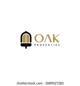 Door logo design with oak vector graphic