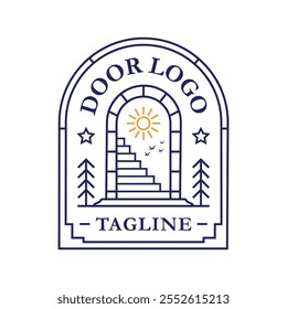 Door logo design template. Gate brand or Door company logo mark vector.