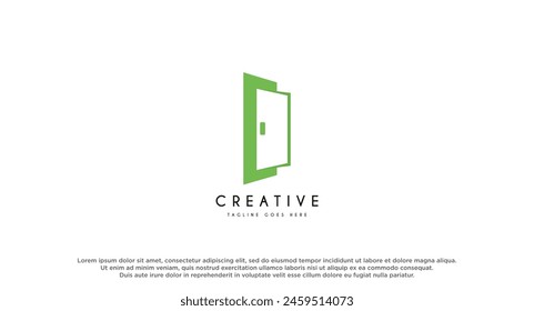 Door logo design vector illustration. Door icon design. Suitable for business and Furniture logos isolated on white background