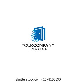 door logo digital pixel vector icon