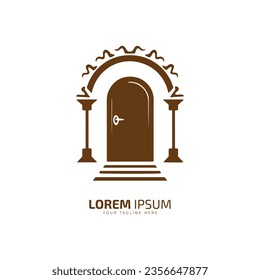 logotipo de puerta, vector de puerta, icono de puerta de plantilla floral, diseño de silueta de puerta símbolo mínimo