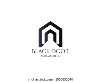 door logo for home or real estate. letter A or D. entrance, gate, construction, doorway symbol vector illustration