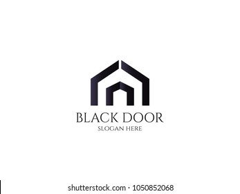 door logo for house home or real estate. letter A or D. entrance, wood gate, construction, doorway symbol vector illustration