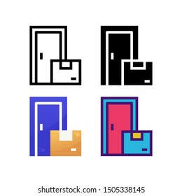 Door logo icon design in four style. Line, Glyph, Flat Gradient and Color Line style
